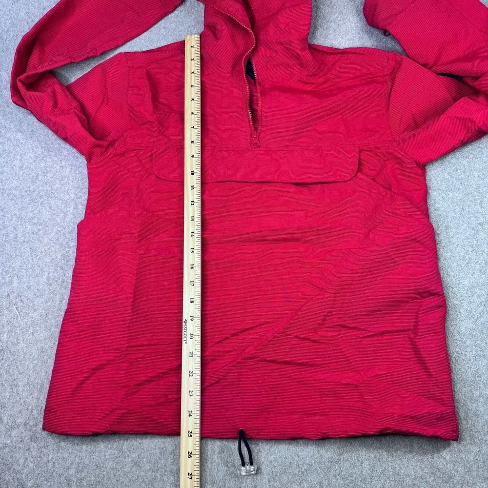 VTG Tommy Jeans Women's Size L Anorak Jacket 1/4 Zip Hooded Y2K Red Pullover 90s
